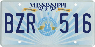 MS license plate BZR516
