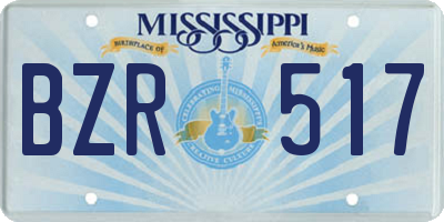 MS license plate BZR517