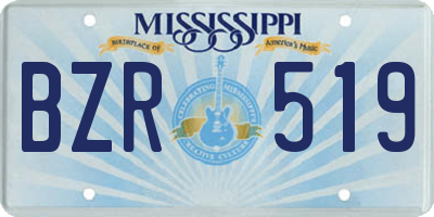 MS license plate BZR519