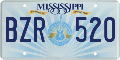 MS license plate BZR520