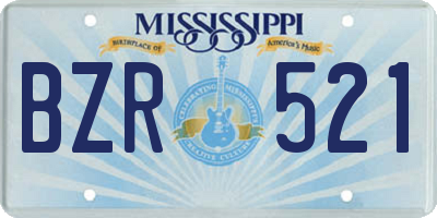 MS license plate BZR521