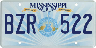 MS license plate BZR522