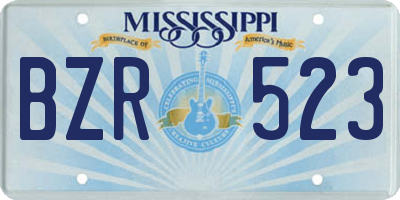 MS license plate BZR523