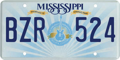 MS license plate BZR524