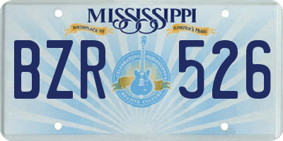 MS license plate BZR526