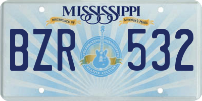 MS license plate BZR532