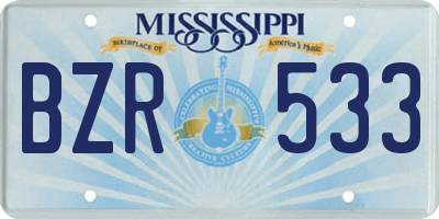 MS license plate BZR533