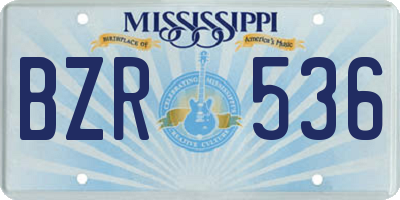 MS license plate BZR536