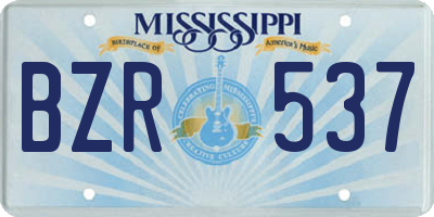 MS license plate BZR537