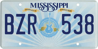 MS license plate BZR538