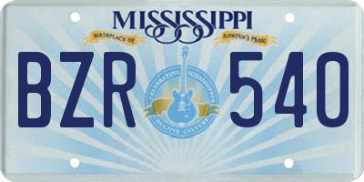 MS license plate BZR540