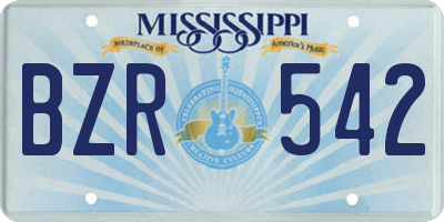 MS license plate BZR542
