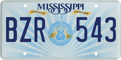 MS license plate BZR543