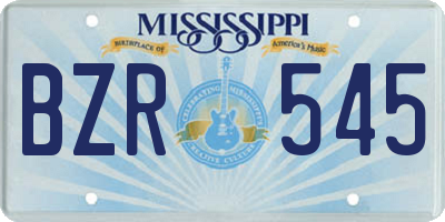 MS license plate BZR545