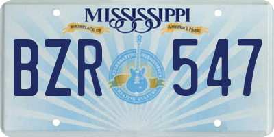 MS license plate BZR547