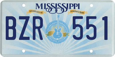MS license plate BZR551