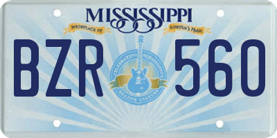 MS license plate BZR560