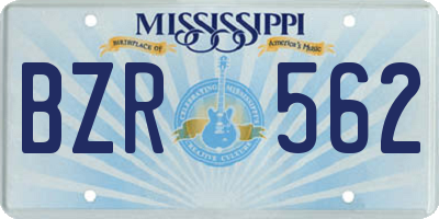 MS license plate BZR562