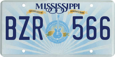 MS license plate BZR566