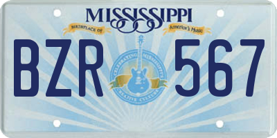MS license plate BZR567