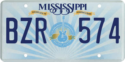 MS license plate BZR574
