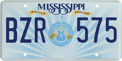 MS license plate BZR575