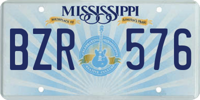 MS license plate BZR576