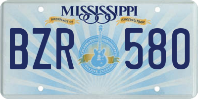 MS license plate BZR580