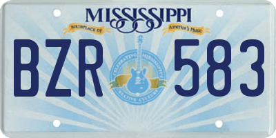 MS license plate BZR583
