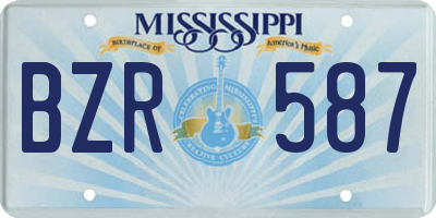 MS license plate BZR587