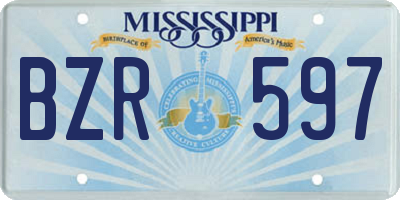 MS license plate BZR597