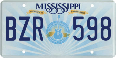 MS license plate BZR598