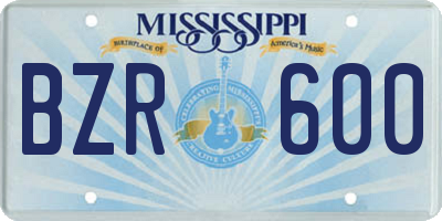 MS license plate BZR600