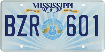 MS license plate BZR601