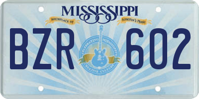 MS license plate BZR602