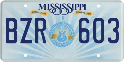 MS license plate BZR603