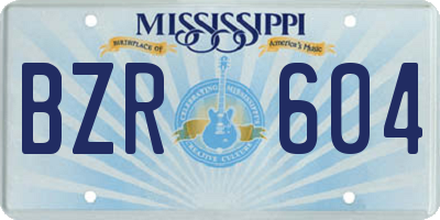 MS license plate BZR604