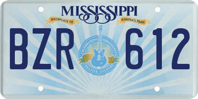 MS license plate BZR612