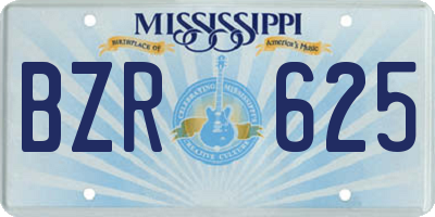 MS license plate BZR625