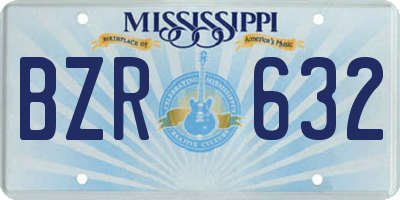 MS license plate BZR632