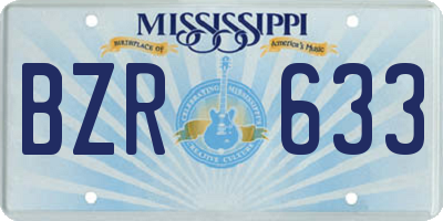 MS license plate BZR633