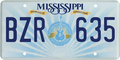 MS license plate BZR635