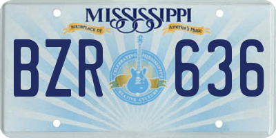 MS license plate BZR636