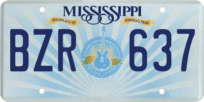 MS license plate BZR637