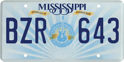 MS license plate BZR643