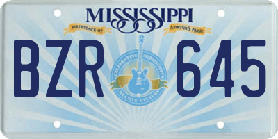 MS license plate BZR645