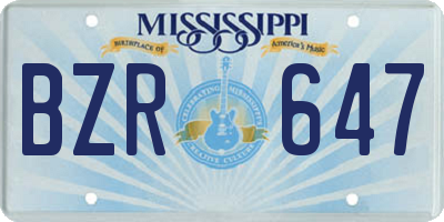MS license plate BZR647