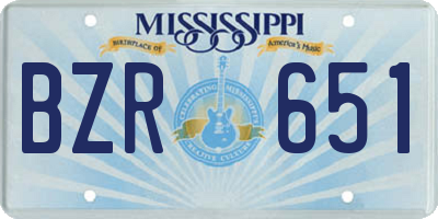 MS license plate BZR651