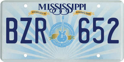 MS license plate BZR652