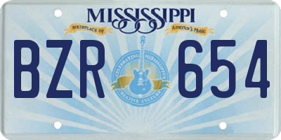MS license plate BZR654